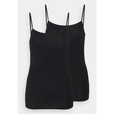 Image of Schiesser 2PACK Spaghetti TOPS Organic Cotton 95/5 Undershirt, Women&#039;s, Size: 12, Black