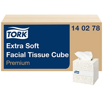 Image of Tork Tissue Box with Facial Wipes, 30 Cubes x 100 Tissues