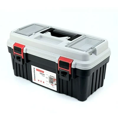Image of Tool Box with Holder, Ergonomic Handle, Sturdy Lid, ABS, 470 x 256 238 mm, Grey