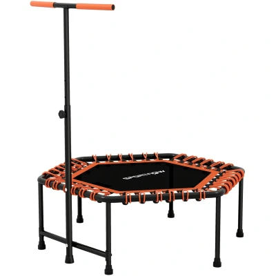 Image of Sportnow 45&#039;&#039; Fitness Trampoline with Adjustable Handle, led Lights, Orange&#039;