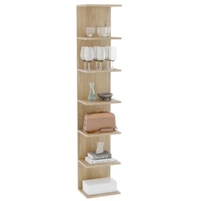 Image of ComfortCove Wall Shelf Bookcase, Mounted Unit, Units, Floating Shelves, Storage Organizer Shelves for Bedroom, Living Room, Bathroom, Kitchen, Office, 7 shelf, Sonoma