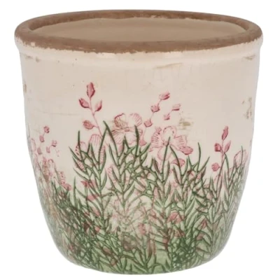 Image of Shudehill Giftware Wild Garden Pretty Floral Pink and Green Design Planter Pot Small or Large (Small)