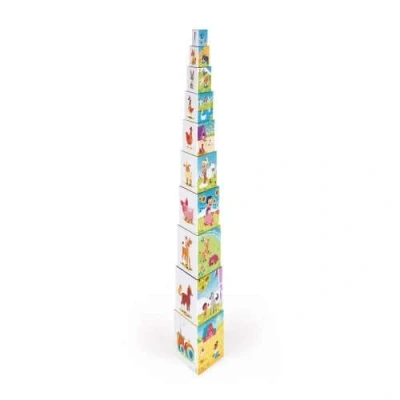 Image of Janod Farm Life Triangle Pyramid Early Learning and Years Toy Stack Build Learn Sizes Numbers Ages 1 Up, J02651