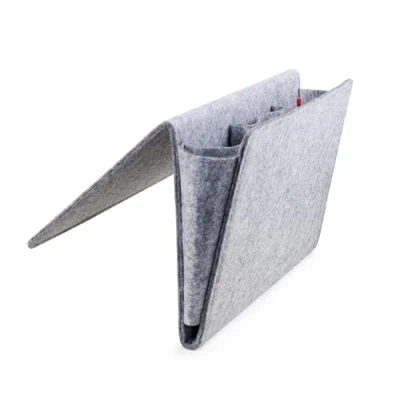 Image of Kikkerland Bedside Pocket Caddy, Large Felt Storage, Organizer Caddy for Magazine Remotes Phone, Storage Bag Bunk, Grey 42 x 21.5 2.5 cm