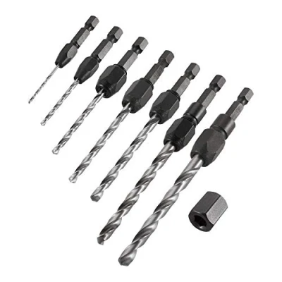 Image of Trend Snappy 7 Piece Imperial HSS Drill Set, Quick Release, 1/4 Inch Hex Shank, SNAP/D/SET, Silver