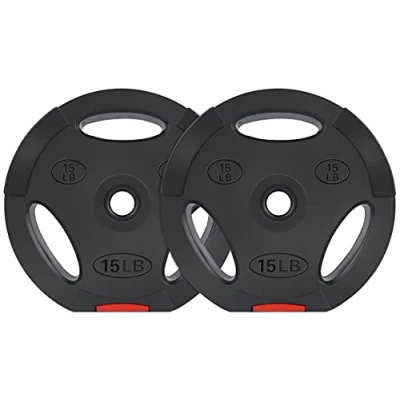 Image of BalanceFrom Vinyl Standard 1 Inch Plate Weight for Strength Training and Weightlifting, Pair BF VNL15P