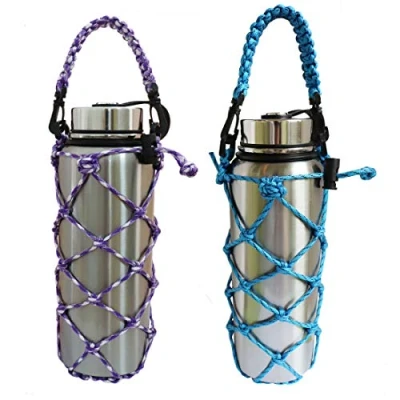 Image of VSPORTS V.Sports Paracord Holder Water Bottle Carrier Sling Sleeve for Hydro Flask Tumbler Hold 12 18 24 32 40 oz Stainless Steel or Plastic Insulated 2 Pieces Pack