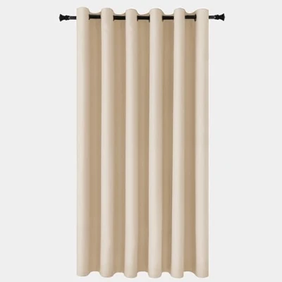 Image of Yorkshire Bedding Cream Blackout Curtains Eyelet 66 x 84 Inch Thermal Insulated Door for Bedroom Decor Room Darkening 1 Panel + Tieback