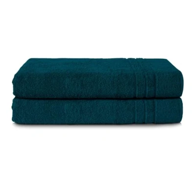 Image of Komfortec Bath Towels, 100% Cotton, Quick Dry, 70x200, Grey &amp; Dark Green
