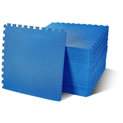 Image of Signature Fitness Puzzle Exercise Mat with EVA Foam Interlocking Tiles for MMA, Exercise, Gymnastics and Home Gym Protective Flooring, 1/2&quot; Thick, 144 Square Feet, Blue