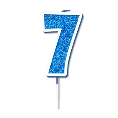 Image of Oaktree Glitter No.7 Candle 7.5cm Blue/Silver