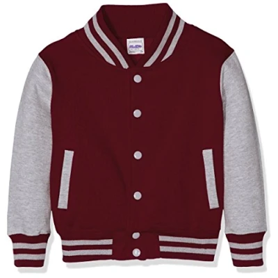 Image of AWDis Boy&#039;s Kids Varsity regular Jacket, Multicoloured (Burgundy/Heather Grey), Size 9 11 (Manufcturer Large)