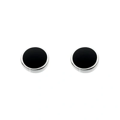 Image of Dew Sterling Silver and Black Onyx Shell Round Stud Earrings