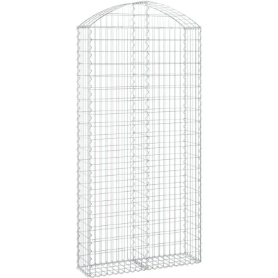 Image of vidaXL Arched Gabion Basket 100x30x200/220 cm Galvanised Iron