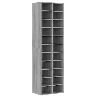 Image of vidaXL Shoe Cabinet, Grey Sonoma Finish, 22 Compartment Storage, Modern Design, Engineered Wood Construction, Wall Attachable