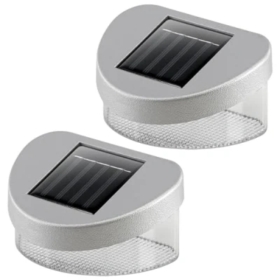 Image of GEEZY LED Solar Fence Lights Outdoor Garden Waterproof Wall Deck Patio Yard Decoration Set of 2
