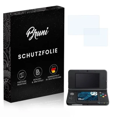 Image of Bruni Screen Protector compatible with Nintendo New 3DS 2015 Film, crystal clear Protective Film (Set of 2)