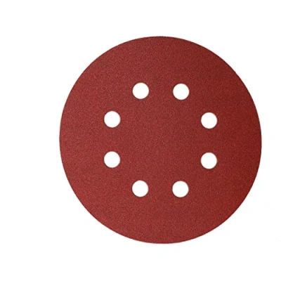 Image of Mirka Red Abrasive paper sanding discs Ø 125 mm / Grip fastening 8 hole grit P180 5 pieces for wood, metal and plastic
