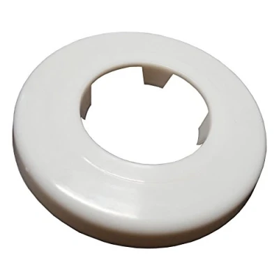 Image of White Rosette Collar Rose Cover for Pipe Holes Gaps Hiding 40mm Diameter