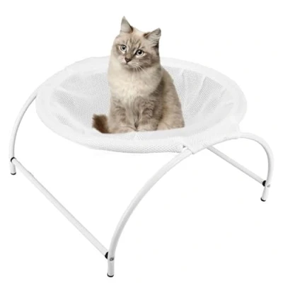 Image of mumisuto Cat Bed Hammock Bed, 43x43x24.5cm Elevated Pet Sleeping Soft Breathable Detachable Free Standing Radiator for Large Cats Small Dogs Pets (White)
