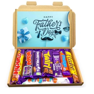 Image of Happy Fathers Day Chocolate Gift Hamper Present Selection Box Full Sized Bars For Him Daddy Grandad Papa