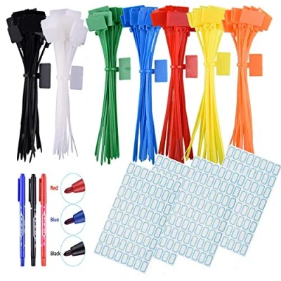 Image of Cable Ties,7 Colors，250pcs,with 3 Marker Pen &amp; 256 pcs Sticker, for Home and Garden Use