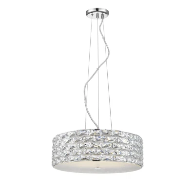 Image of Aruba 6 Light LED Chrome Crystal Pendant Ceiling