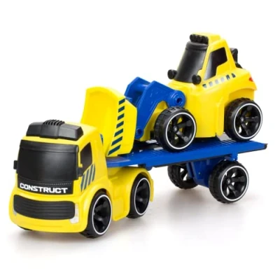 Image of Tooko SilverLit Remote Control Truck with Sound Effects and Trailer Bulldozer, Preschool Yellow