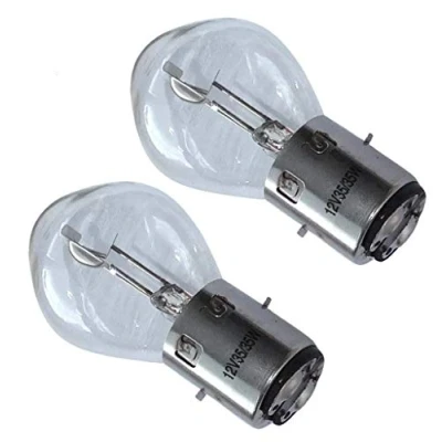 Image of PAIR OF BULB 12V 35/35W BA20D MOTORCYCLE MOTORBIKE SCOOTER HEADLIGHT FRONT LAMP PROJECTOR GLOBE BILUX