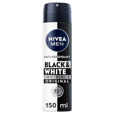 Image of NIVEA MEN Black &amp; White Original Anti Perspirant (150 ml), 72hr Sweat Deodorant for Men, No Stains on and Clothes