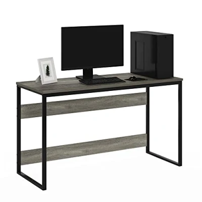 Image of Furinno Computer Desk, Wood, French Oak Grey, 53.3 (D) x 132.1 (W) 75.4 (H) cm