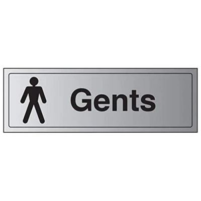 Image of V Safety General Door Gents Toilet Sign 300mm x 100mm 3mm Brushed Alu Comp