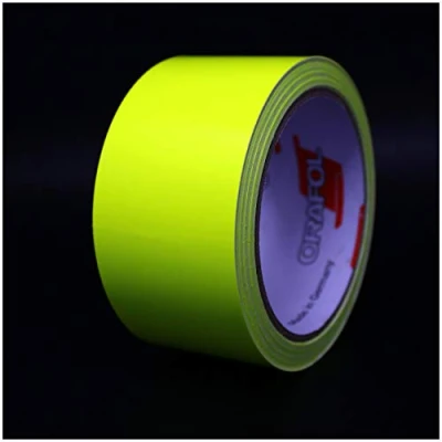 Image of 10 Metre Finest Folia Glossy Decorative Strips for Car, Motorcycle, Boat, Model Making, Silver, Chrome, Strips, Side Stripes (Neon Yellow, 40 mm Width)