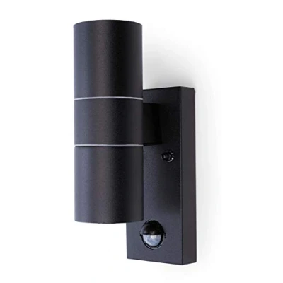 Image of Hispec Electrical Products Limited PIR Up Down Outdoor Black LED Garden Light Wall Movement Sensor GU10 Spot Yard Motion Security IP44 Waterproof Outside
