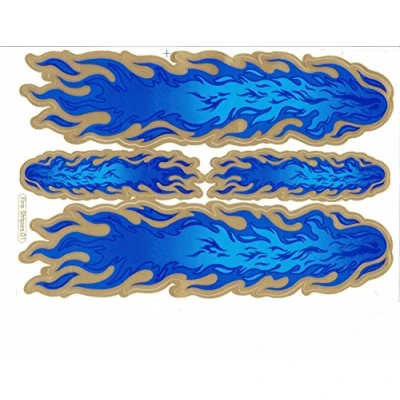 Image of Flames Flame Fire Blue Color Decal Sticker Tuning Racing Sheet Size: 27 x 18 cm for Car or Motorbike