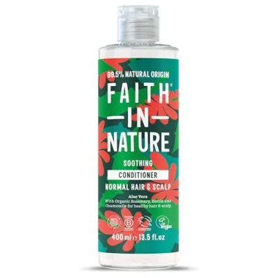 Image of Faith In Nature Organic Aloe Vera Conditioner, Soothing for Normal Hair &amp; Scalp, Vegan Cruelty Free, No SLS, Silicones or Parabens, 400ml