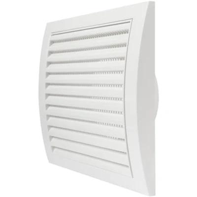 Image of White Exhaust Hood Vent 5&#039;&#039; Inch / 125 mm with Flange and Built in Mesh Guard Screen, Air Cover, HVAC Duct Cap