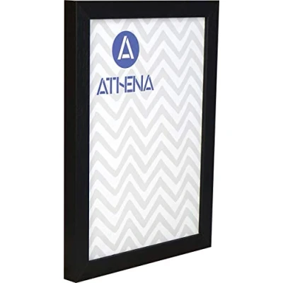 Image of Athena Black Woodgrain Thin Block Premium Wood Picture Frame 10&quot; x 8&quot; 10 8 Photo 10x8 with Clear Styrene Sheet &amp; Wall Mounted Hook Inches