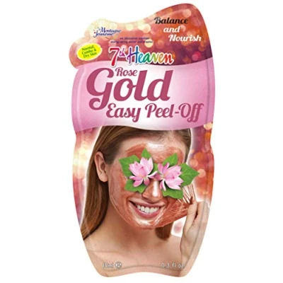 Image of Montagne Jeunesse 7th Heaven Easy Peel Off Face Mask with Pressed Rose, Crushed White Tea, Ground Moonstone to Balance and Nourish, Ideal for Normal, Combo Dry Skin, Rose Gold, 10 ml
