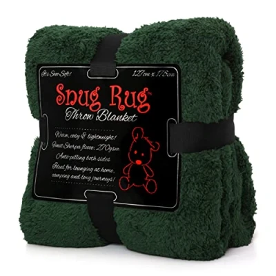 Image of Snug Rug Special Edition Blankets Luxury Sherpa Fleece 127 x 178cm (50&quot; 70&quot;) Sofa Throw Blanket (Racing Green)