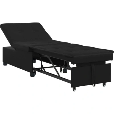 Image of vidaXL 3 in 1 Pull Out Sofa Bed Black Fabric
