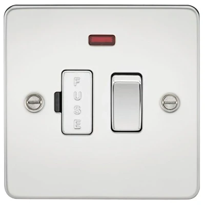 Image of KnightsBridge Flat Plate 13A switched fused spur unit with neon polished chrome