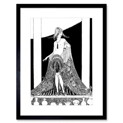 Image of Wee Blue Coo Art Deco Woman Portrait Artwork Framed Wall Print 12X16 Inch