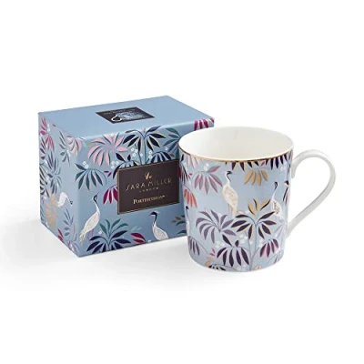 Image of Sara Miller India Collection Mug Crane Garden Sky Blue