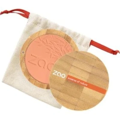 Image of ZAO Compact Blush 325 Coral Gold Shimmering Pink and Orange, Blusher in Refillable Bamboo Box (Organic, Vegan, Natural Cosmetics) 101325
