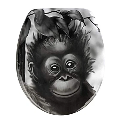 Image of Wenko 18796100 Toilet seat Ape rustproof Stainless Steel mounting, Plastic Duroplast, 37.5 x 44.5 cm, Multicoloured