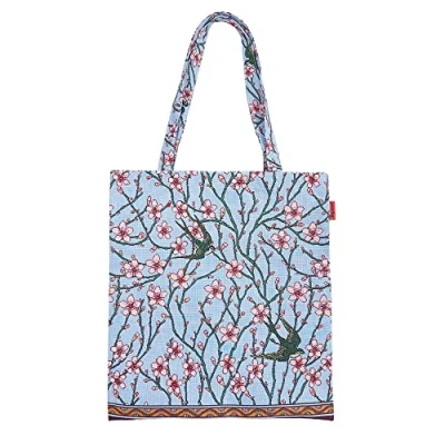 Image of Signare Tapestry Art Pattern ECO Friendly Shopping Tote Bag (Blossom and Swallow)