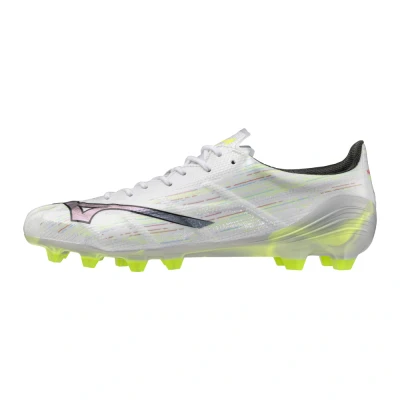 Image of Mizuno Alpha II Elite Moulded stud football boots, Men&#039;s, Size: 7, White/black iridescent/black shoes