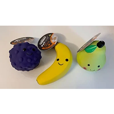 Image of Surrey Feed Latex Squeaky Dog Toys Variety Pack Fruit Design SMALL
