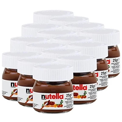 Image of Ferrero Nutella Small Glass Mini Set of 15, 25 g Bread Spread, Nut Nougat Cream Chocolate Spread